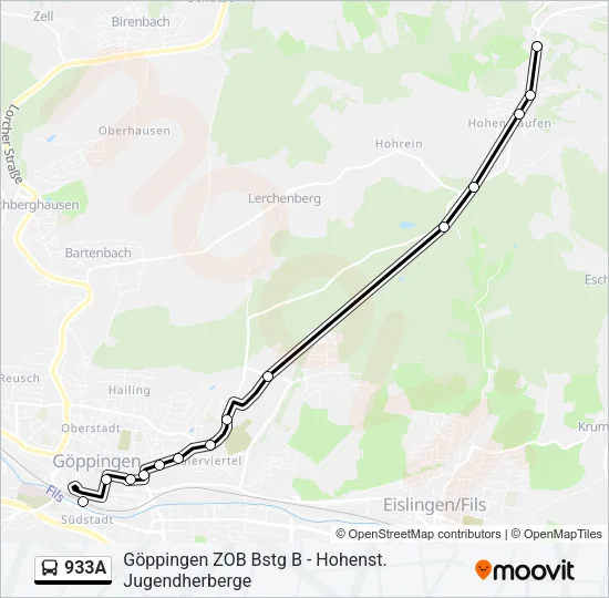 933A Bus Line Map