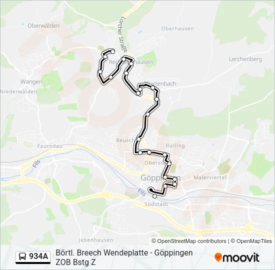 934A Bus Line Map