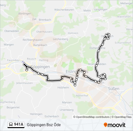 Автобус 941A: карта маршрута