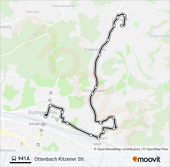 Автобус 941A: карта маршрута