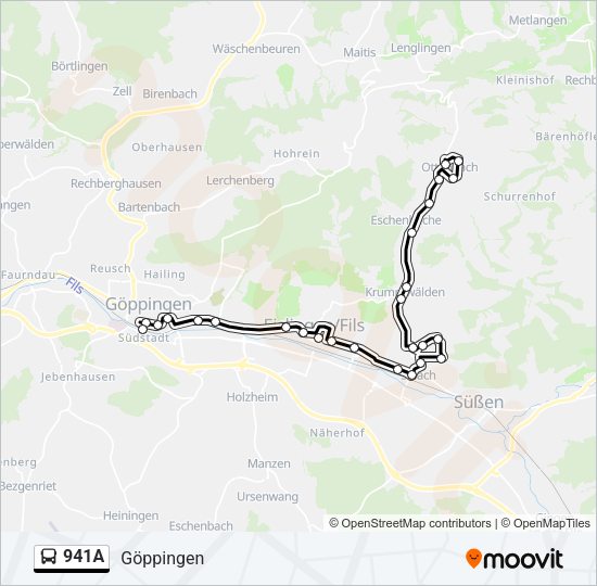 Автобус 941A: карта маршрута