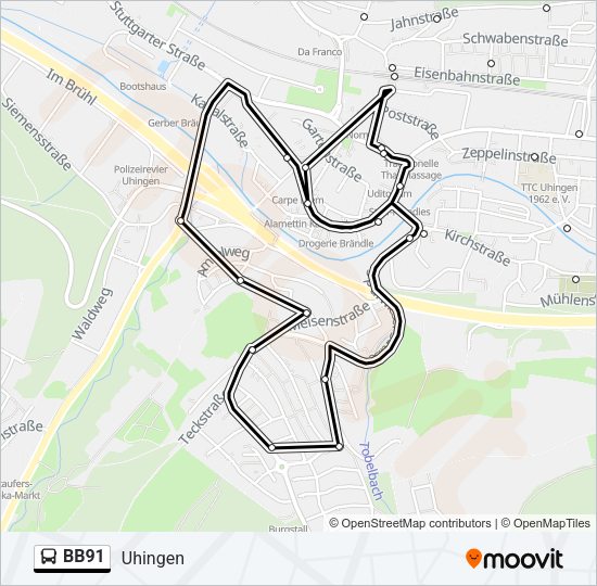 BB91 Bus Line Map