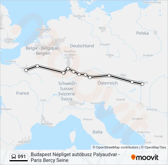 091 Bus Line Map