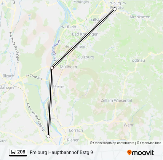 208 Bus Line Map