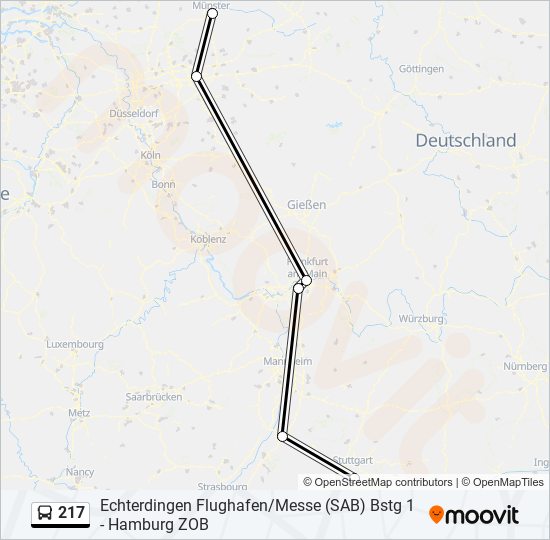 217 bus Line Map