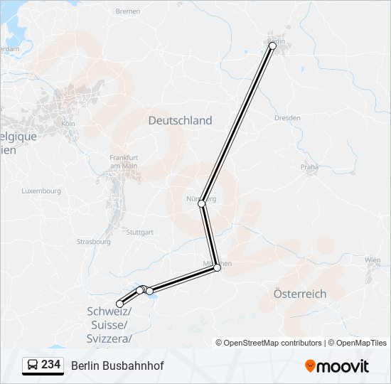 Автобус 234: карта маршрута