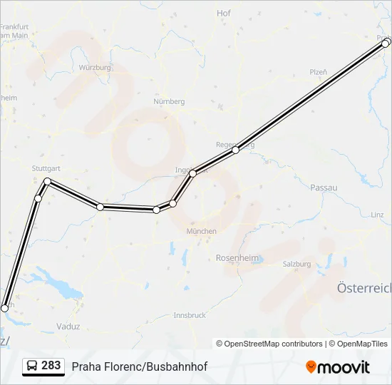 283 Bus Line Map
