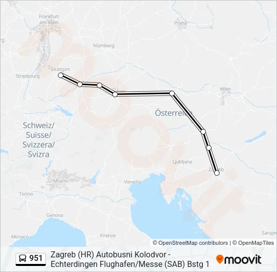 951 Bus Line Map