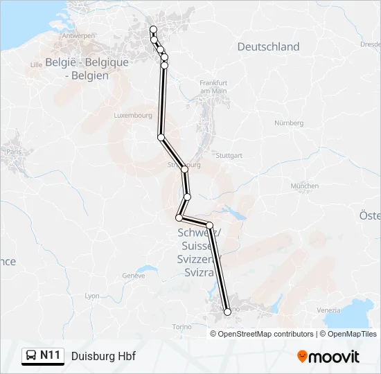 N11 Bus Line Map