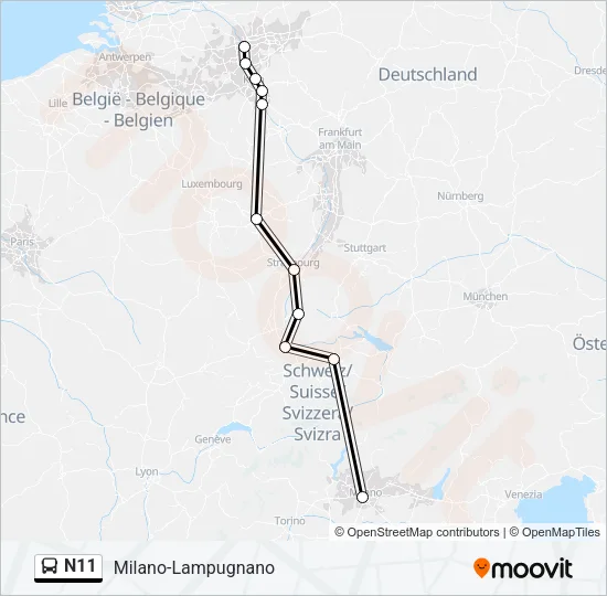 N11 Bus Line Map