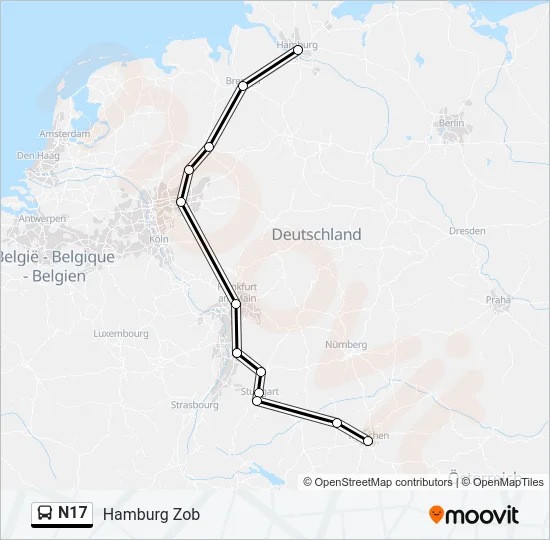 N17 Bus Line Map