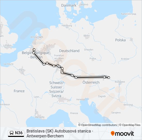 Buslinie N36 Karte