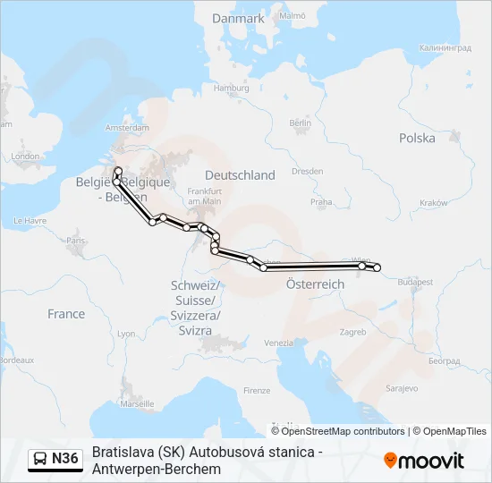N36 Bus Line Map