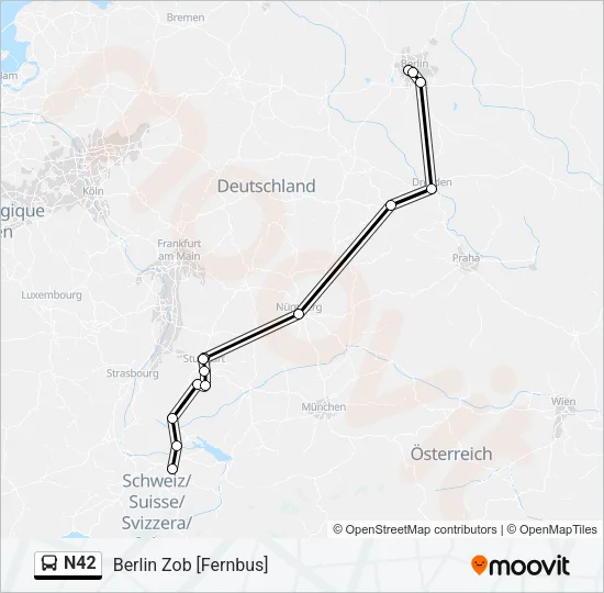 N42 Bus Line Map