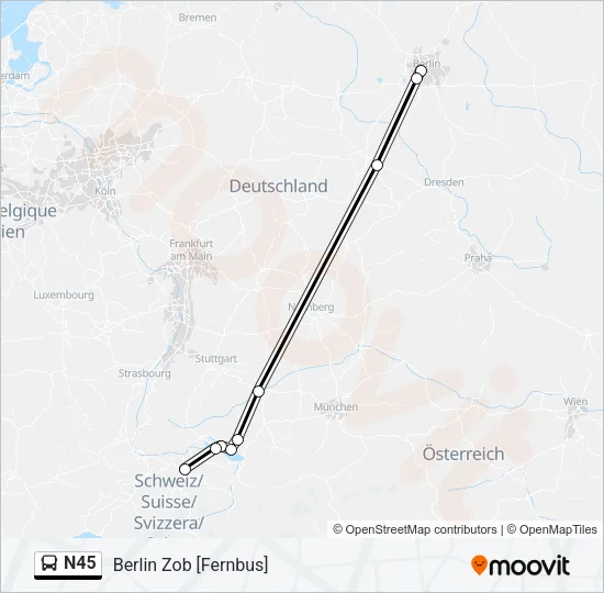 N45 Bus Line Map
