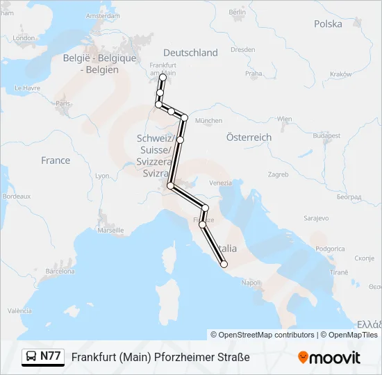 N77 Bus Line Map