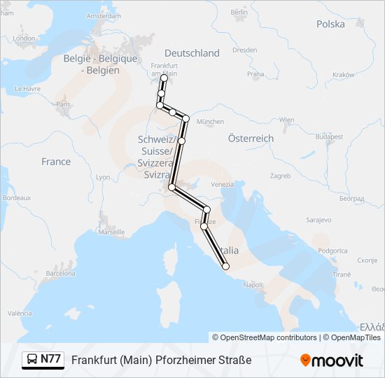 N77 bus Line Map