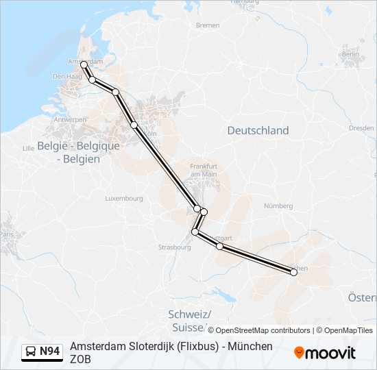 Buslinie N94 Karte