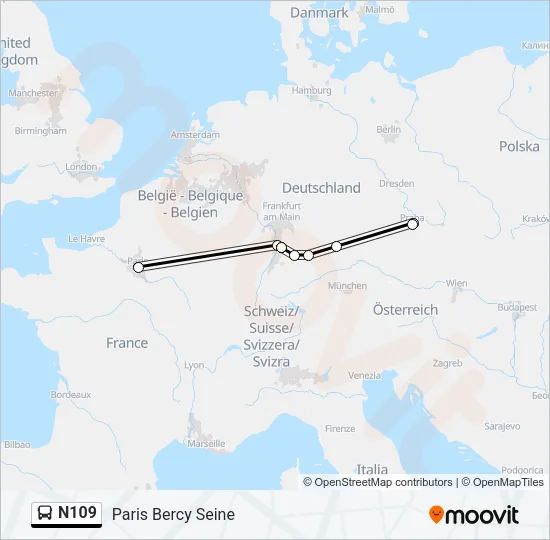 N109 Bus Line Map