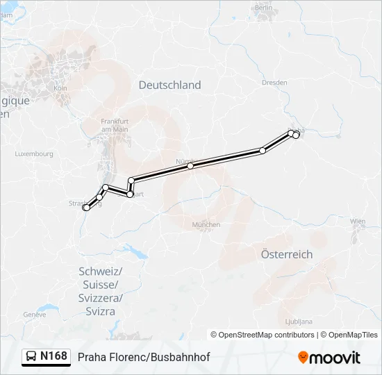 N168 Bus Line Map