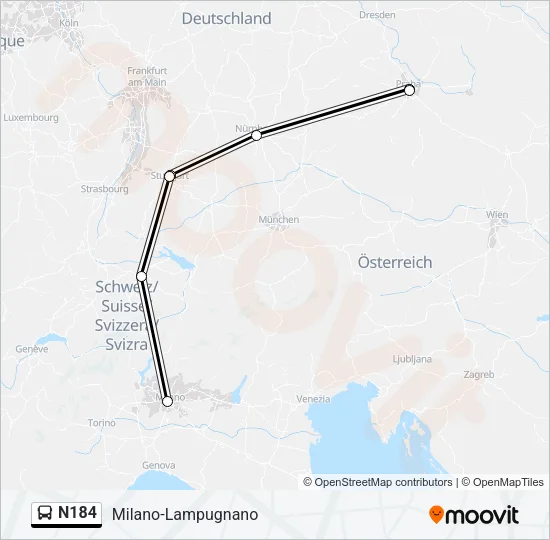 N184 Bus Line Map