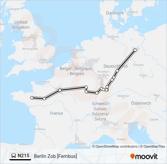 N215 Bus Line Map