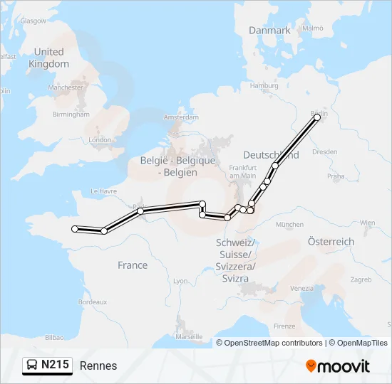 N215 Bus Line Map