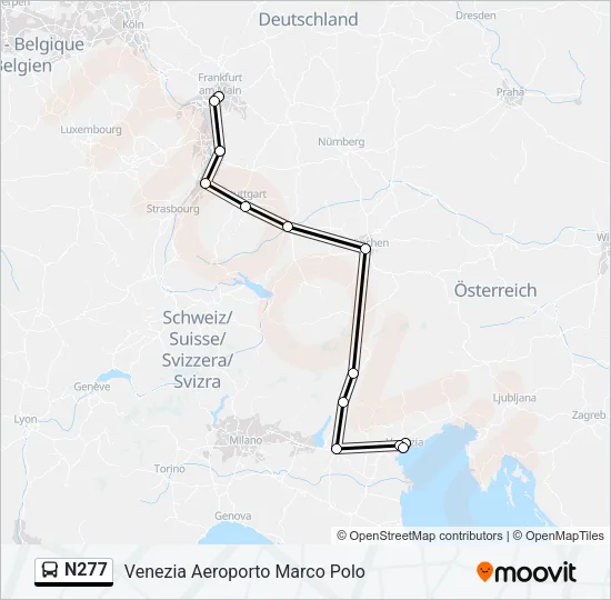 Автобус N277: карта маршрута