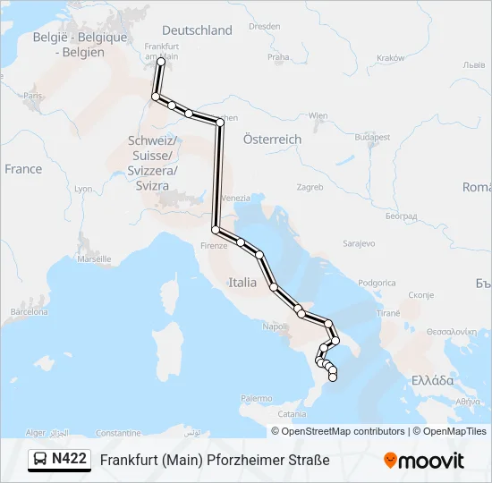 N422 Bus Line Map