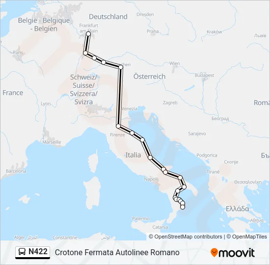 N422 Bus Line Map