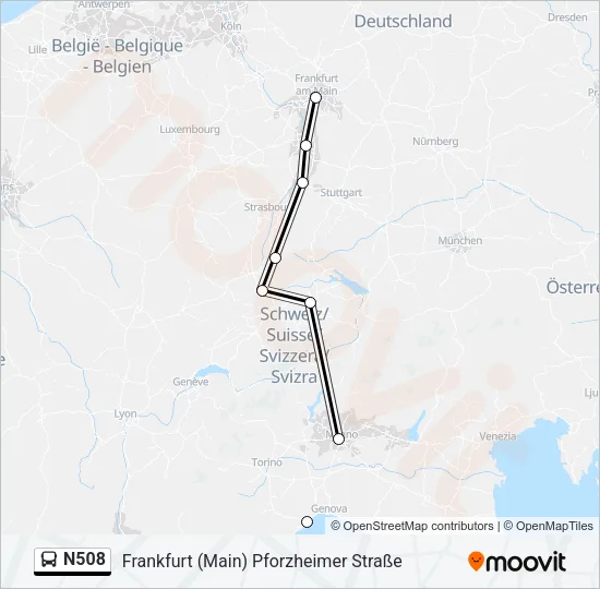 N508 Bus Line Map