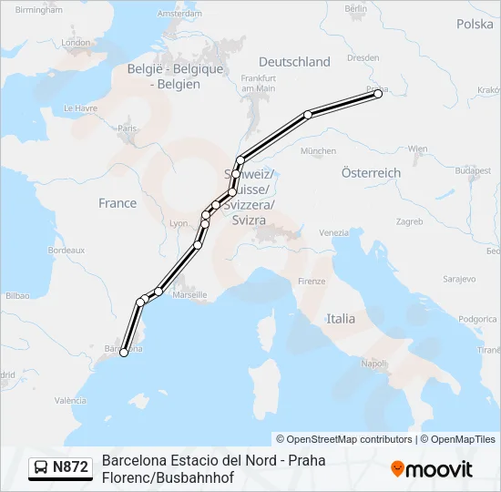 N872 Bus Line Map