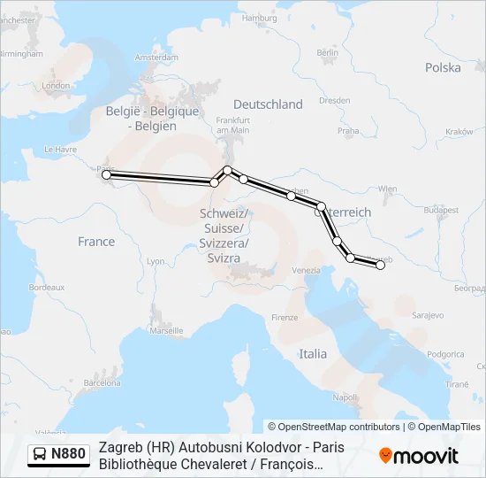 N880 Bus Line Map