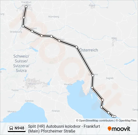 N948 Bus Line Map