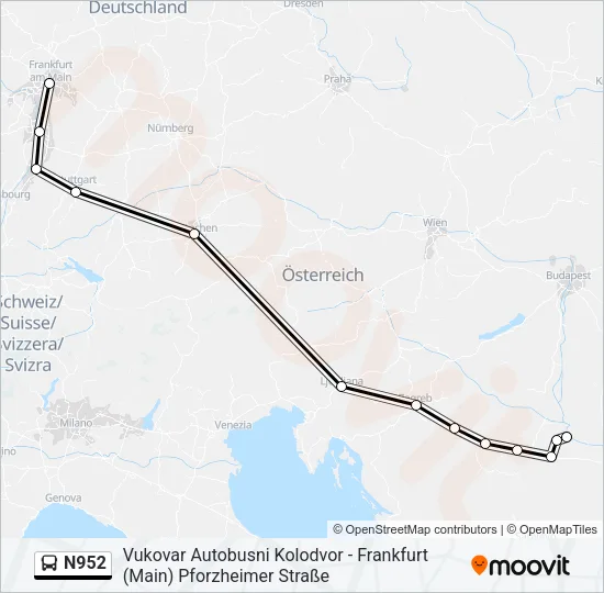 N952 Bus Line Map