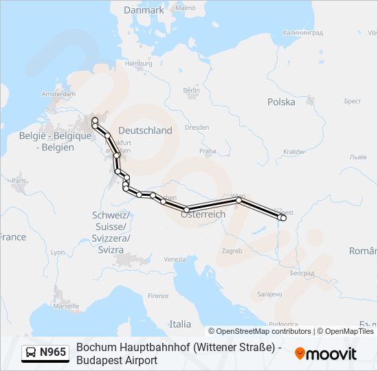 N965 bus Line Map