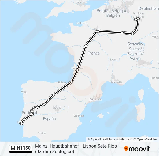 N1150 Bus Line Map