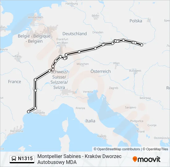 N1315 Bus Line Map