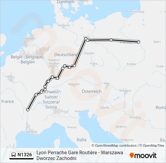 N1326 Bus Line Map