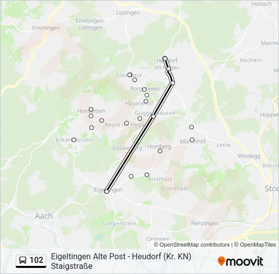 102 Bus Line Map