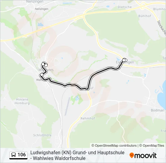 106 Bus Line Map