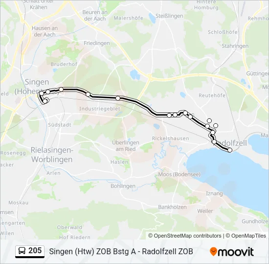 205 Bus Line Map
