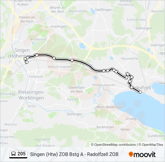 205 Bus Line Map