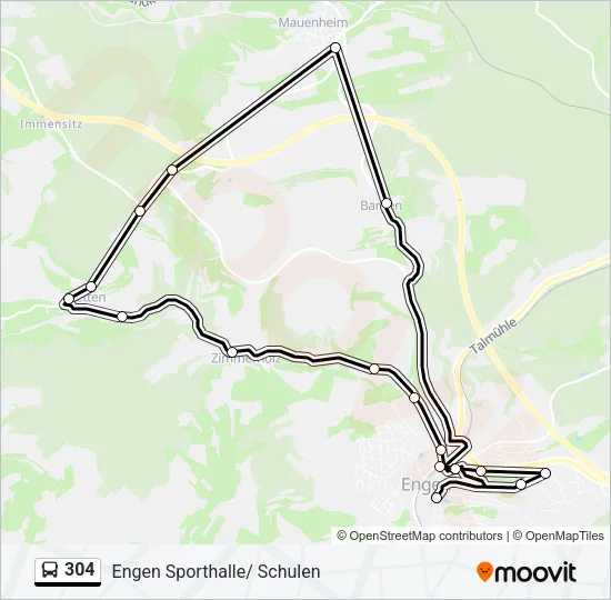 304 Bus Line Map