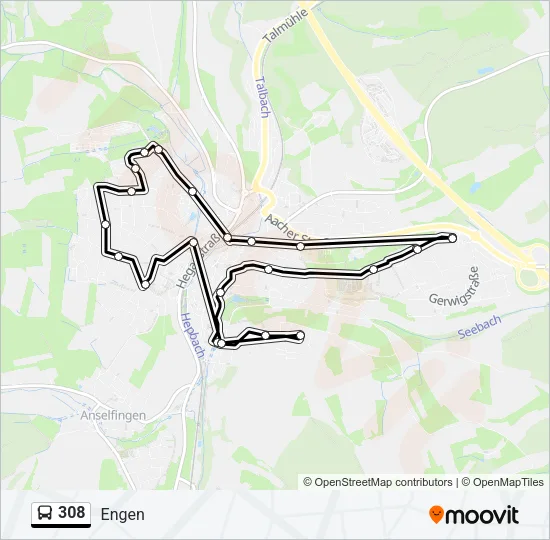 308 Bus Line Map