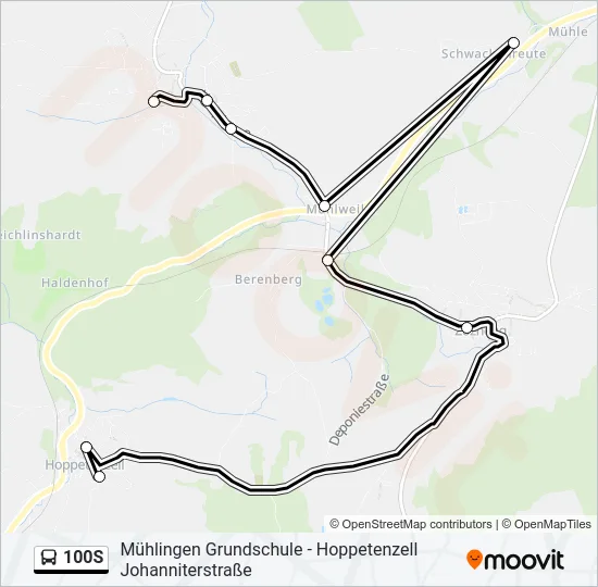 100S Bus Line Map