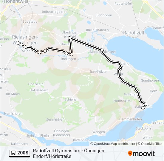 Автобус 200S: карта маршрута