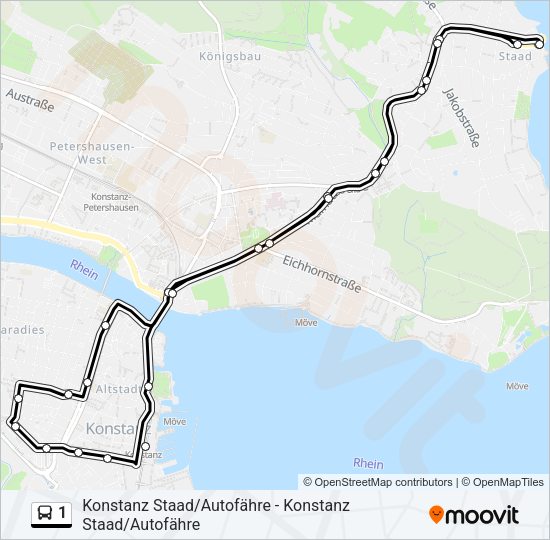 Автобус 1: карта маршрута