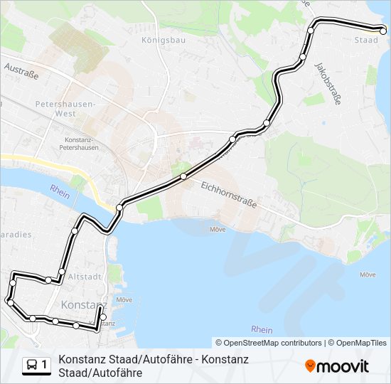 Автобус 1: карта маршрута