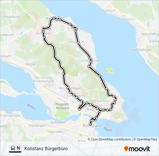 N Bus Line Map